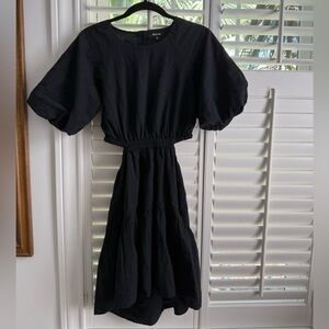 Madewell Seersucker Puff-Sleeve Cutout Mini Dress with Puff Sleeve